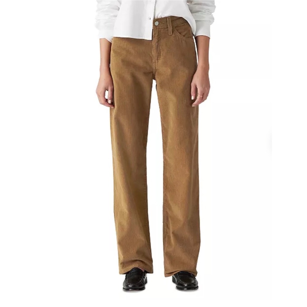 Levis 94 Baggy Corduroy Pants Tan Brown Mid Rise Straight Leg Womens 27